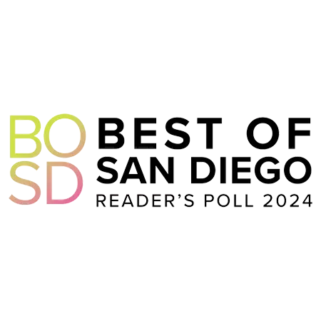 Logo for 'Best of San Diego Reader's Poll 2024' with colorful letters on a white background.