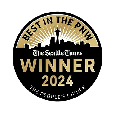Badge from The Seattle Times declaring 'Best in the PNW Winner 2024' with a city skyline silhouette.