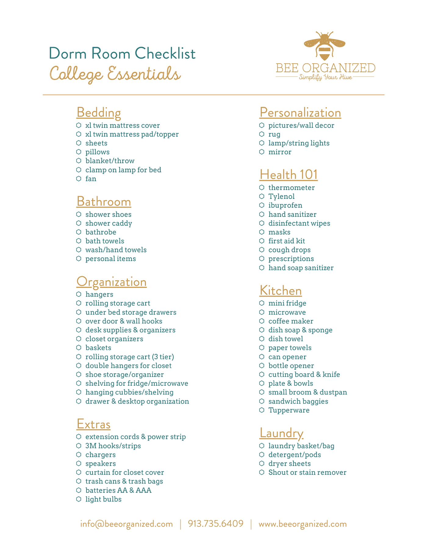 College Dorm Essentials Checklist