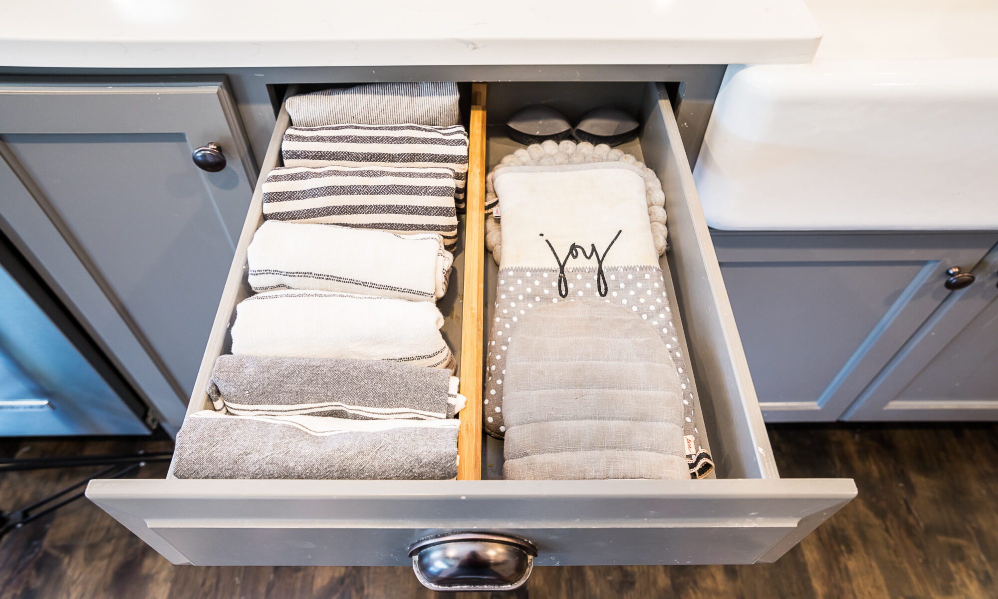 Open drawer with pack of napkins