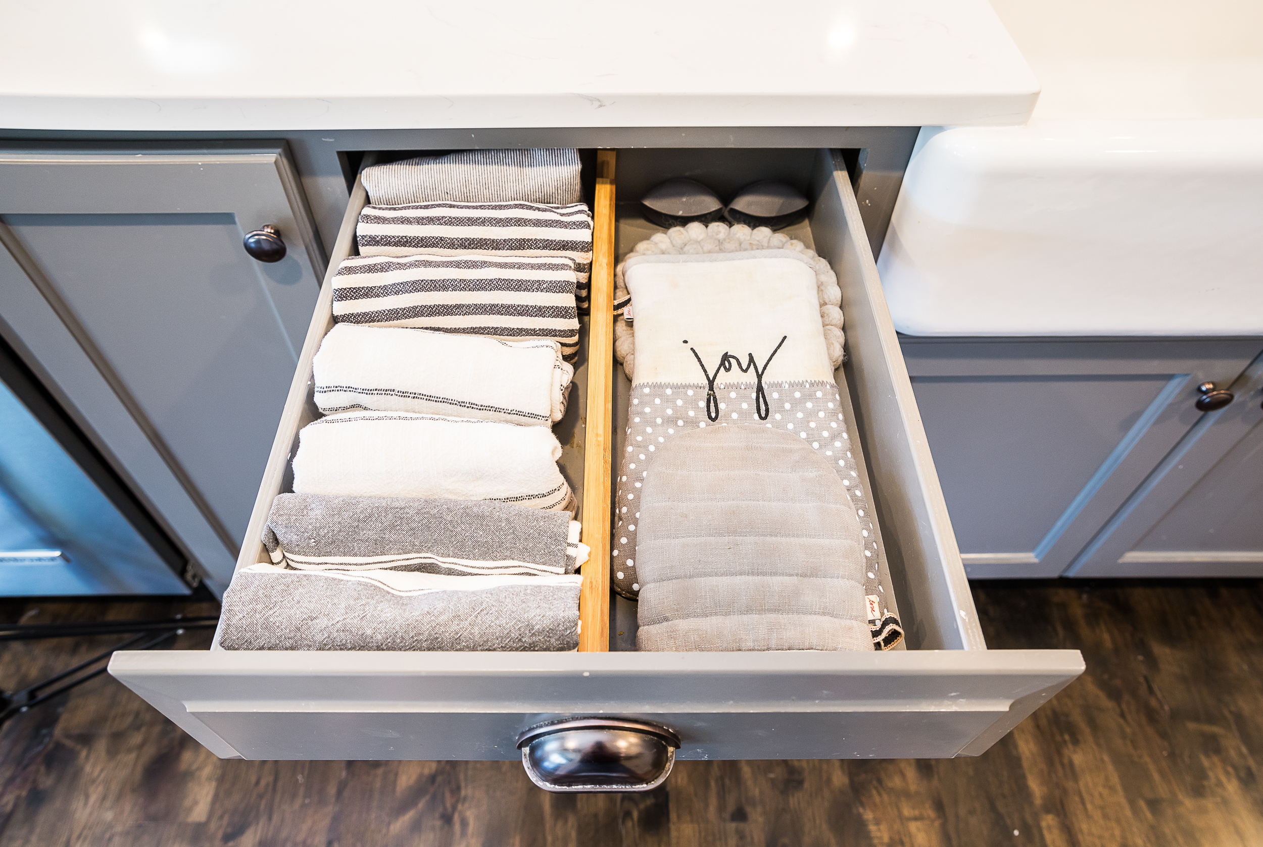 Open drawer with pack of napkins